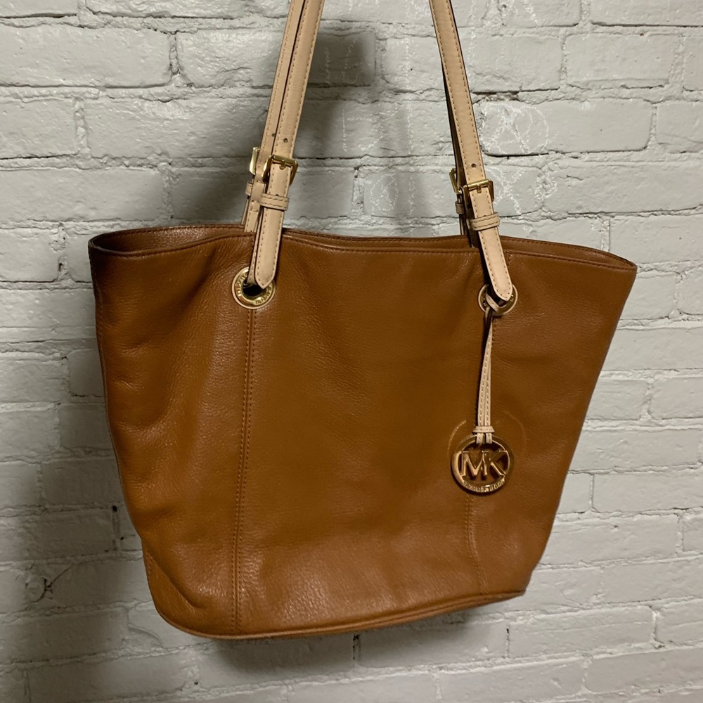 Michael Kors brown leather tote bag